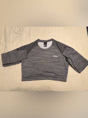 adidas Heather Dark Gray Raglan Sport Sweatshirt